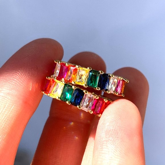 NEW~ Anthropologie Rainbow Colorful Gemstone Statement Ring - Picture 7 of 9